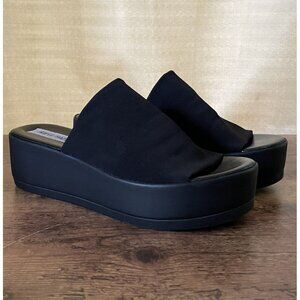 Y2K Vintage Steve Madden Womens Sandal Sz 6 Black Slip On Chunky Platform Slide